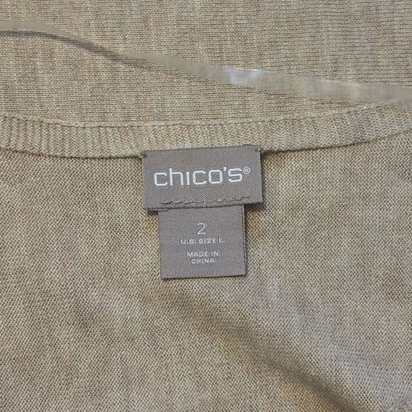 Chico’s Tan Light Weight Long Sleeve Sweater Large - Picture 5 of 6